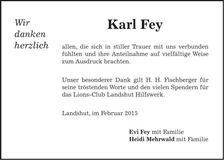 Traueranzeige Karl Fey