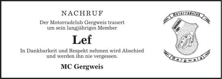 Traueranzeige  Lef