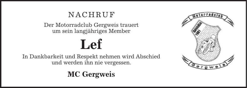 Traueranzeige  Lef