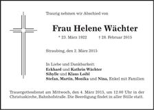 Traueranzeige Helene Wächter