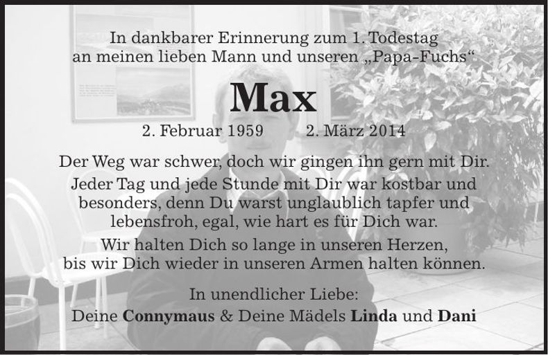 Traueranzeige Max Fuchs