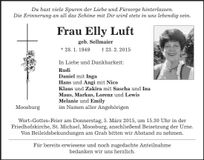 Traueranzeige Elly Luft