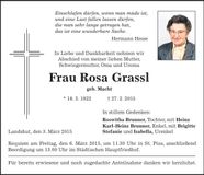 Traueranzeige Rosa Grassl