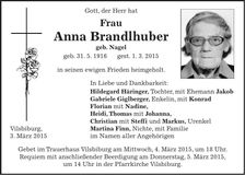 Traueranzeige Anna Brandlhuber