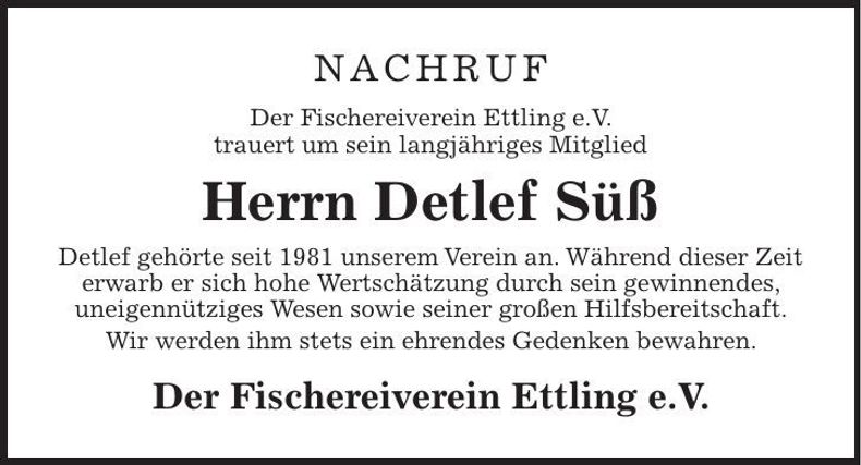 Traueranzeige Detlef Süß