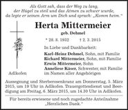 Traueranzeige Herta Mittermeier