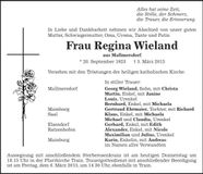 Traueranzeige Regina Wieland