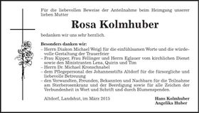 Traueranzeige Rosa Kolmhuber