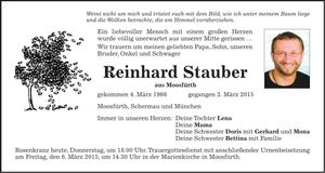 Traueranzeige Reinhard Stauber