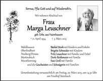 Traueranzeige Marga Leuschner