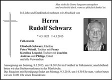 Traueranzeige Rudolf Schwarz