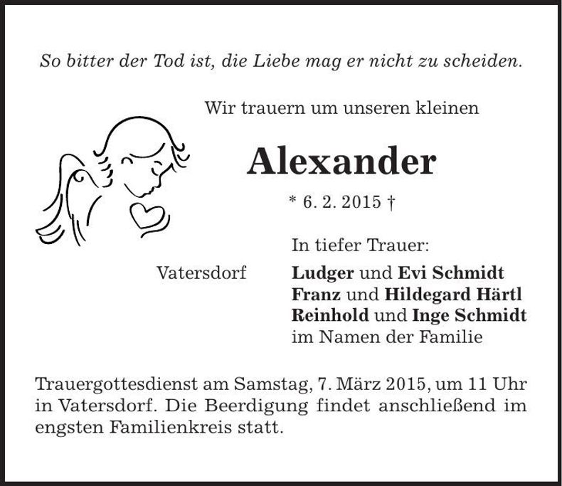 Traueranzeige Alexander 