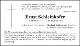 Traueranzeige Ernst Schleinkofer