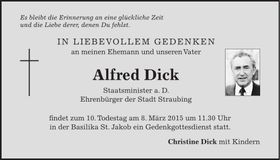 Traueranzeige Alfred Dick