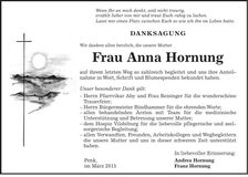 Traueranzeige Anna Hornung