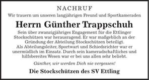 Traueranzeige Günther Trappschuh