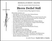 Traueranzeige Detlef Süß