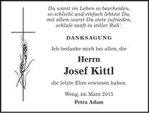 Traueranzeige Josef Kittl