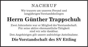 Traueranzeige Günther Trappschuh