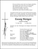Traueranzeige Georg Steiger