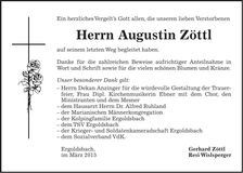 Traueranzeige Augustin Zöttl