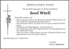Traueranzeige Josef Würfl