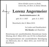 Traueranzeige Lorenz Angermeier