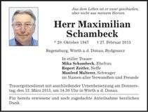Traueranzeige Maximilien Schambeck