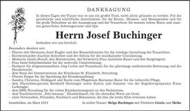 Traueranzeige Josef Buchinger