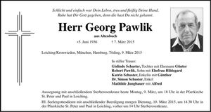Traueranzeige Georg Pawlik