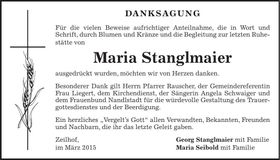 Traueranzeige Maria Stanglmaier