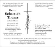 Traueranzeige Sebastian Thoma