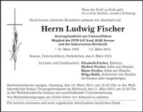 Traueranzeige Ludwig Fischer