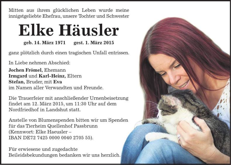 Traueranzeige Elke Häusler