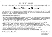 Traueranzeige Walter Kraus