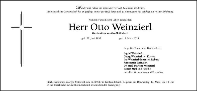 Traueranzeige  Weinzierl