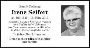 Traueranzeige Elisabeth Seifert