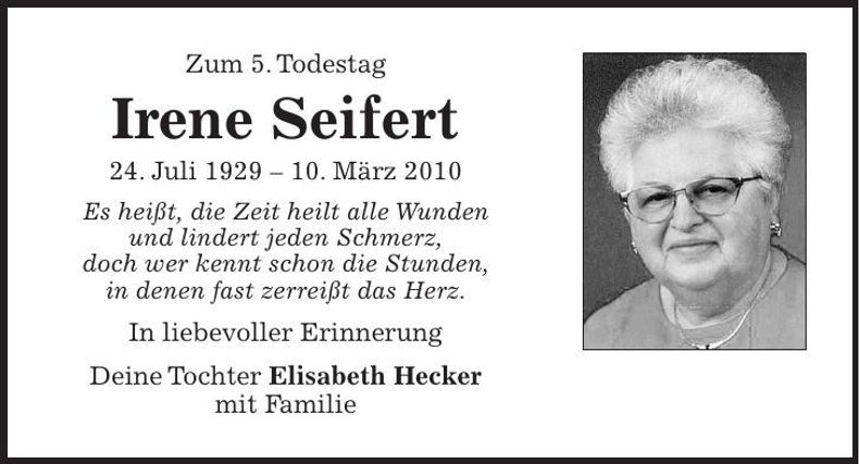 Traueranzeige Elisabeth Seifert