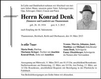 Traueranzeige Konrad Denk