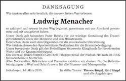 Traueranzeige Ludwig Menacher