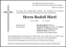 Traueranzeige Rudolf Härtl