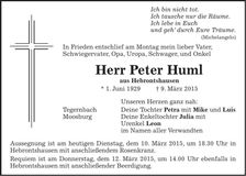 Traueranzeige Peter Huml