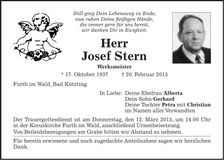 Traueranzeige Josef Stern