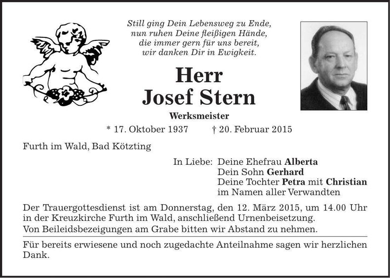 Traueranzeige Josef Stern