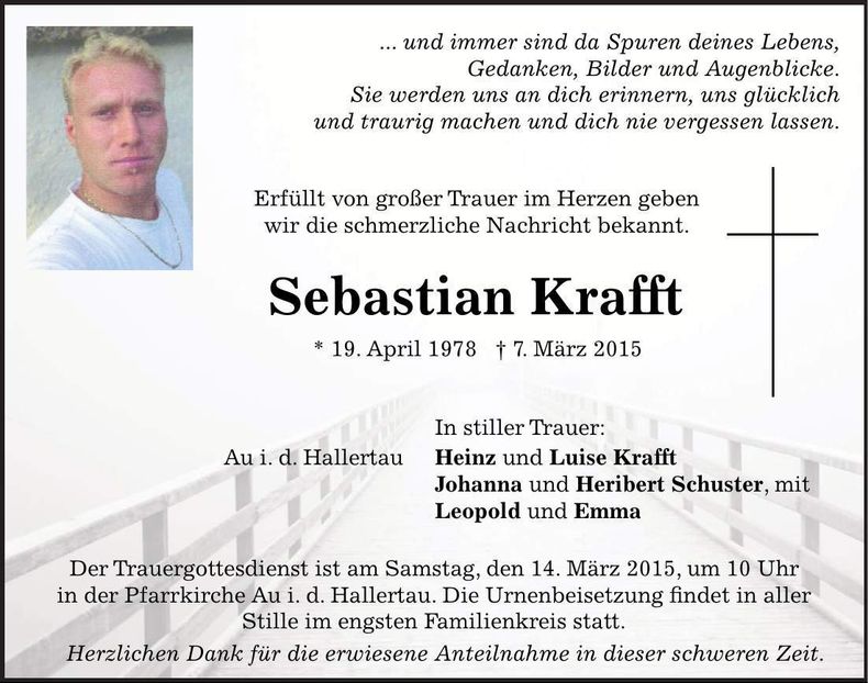 Traueranzeige Sebastian Krafft