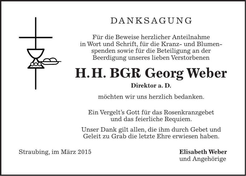 Traueranzeige Georg Weber