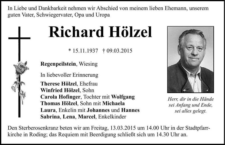 Traueranzeige Richard Hölzel