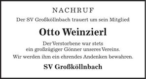 Traueranzeige Otto Weinzierl