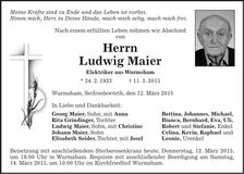 Traueranzeige Maier Ludwig