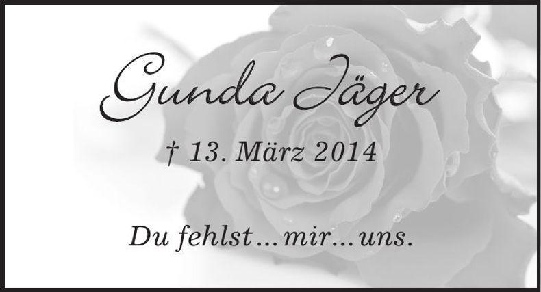 Traueranzeige Gunda Jäger